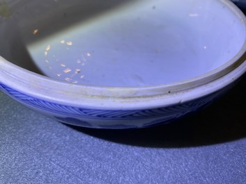 A Chinese blue and white box and cover, Kangxi